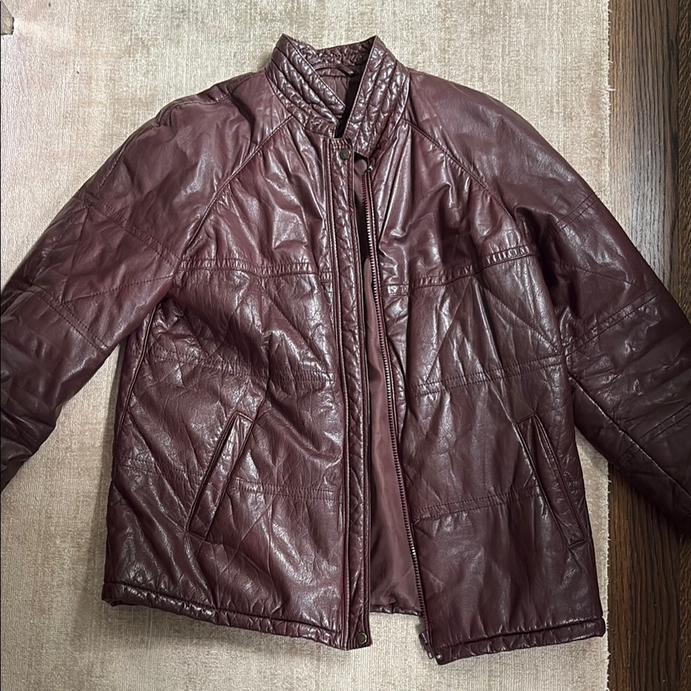 Cherry Red Leather Jacket